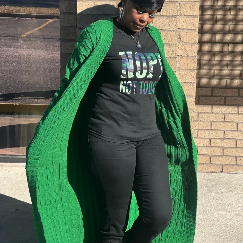 Women's Green Cardigan Sweater